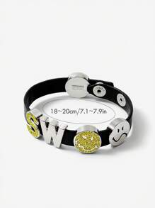SmileyWorld® | SHEIN Pulseira com letras brilhantes de strass e padrão de desenho animado