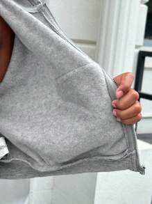 SHEIN Conjunto de moletom cinza esportivo casual sólido para meninas pré-adolescentes