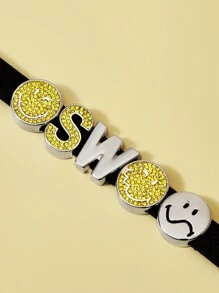SmileyWorld® | SHEIN Pulseira com letras brilhantes de strass e padrão de desenho animado