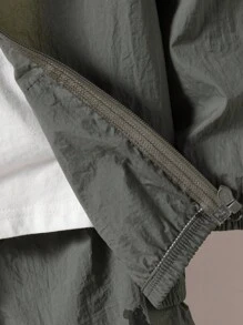SHEIN 2 件套年轻男孩休闲简约连帽衫夹克和短裤套装适合运动、休闲、学校、春夏/秋季 - 灰色 - 查看 4