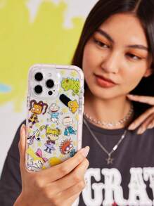 Nick 90s | SHEIN Cartoon Character And Star Print Transparent Phone Case ,Compatible With IPhone