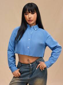 Forever 21 Langarm Hemd für Damen in Große Größen, Lässig