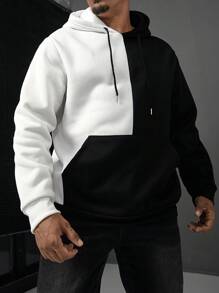 Manfinity LEGND Áo hoodie thường ngày cỡ lớn cho nam có in khẩu hiệu và hình cánh, dành cho mùa thu và mùa đông, áo hoodie dài tay họa tiết đi chơi dạo phố, quà tặng cho bạn bè, chồng, bạn trai - Đen và trắng - Xem 6