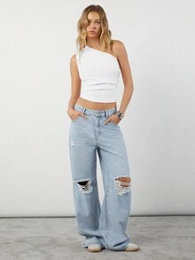 Easelle Asymmetrisches Top mit seitlicher Raffung am Ausschnitt, Sommer