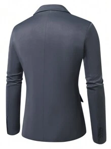 Manfinity Mode Men's Spring/Autumn Stand Collar Double-Breasted Long Sleeve Casual Business Suit Jacket,Fall Men Clothes,Men Casual Turndown Collar Blazer Jacket