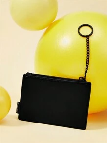 SmileyWorld® | SHEIN Funny Cartoon Expression Pattern Black Zipper Card Holder
