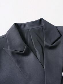 Manfinity Mode Men's Spring/Autumn Stand Collar Double-Breasted Long Sleeve Casual Business Suit Jacket,Fall Men Clothes,Men Casual Turndown Collar Blazer Jacket