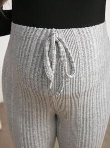 SHEIN Adjustable Maternity Solid Color Leggings - Grey - View 5