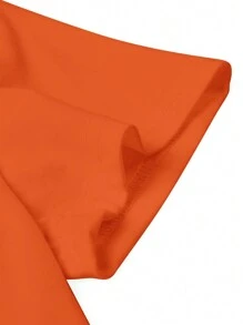 Zolique 舒适数码印花休闲女式 T 恤，带有度假和休闲主题设计图案 T 恤女式上衣 - 橘色 - 查看 4