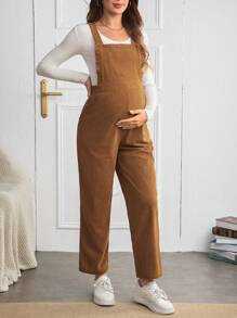 SHEIN Peto de unicolor con bolsillo delantero, ribete de volantes para maternidad