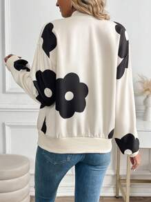 Chiquease Chaqueta con cierre para mujer con estampado floral, estilo para ir y venir