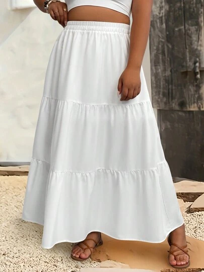 EMERY ROSE Plus Size Casual Solid Color Skirt Maxi Women Fall For Women
