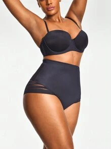 SHAPORA Plus Size Shaping Mid-Waisted Shapewear Brief Bottom Body Shaper Butt Lifter-Tummy Waist Control - Black - View 5