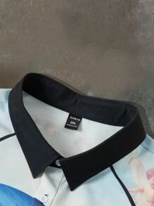 Manfinity EMRG Camiseta casual de manga corta con cuello redondo y estampado de ángel para hombres de talla grande en verano