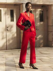 BizChic Women Red Christmas Professional Commuter Suit Set - Red - View 2