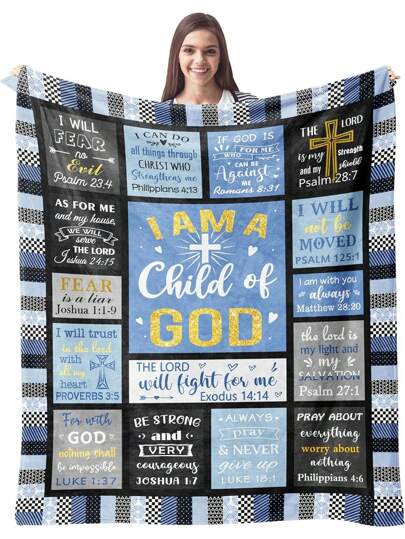 1pc Sofa Blanket Suitable For Men, Dad, Son, Brother, His Christian Gift Throw - Inspirational Graduation/Birthday Gift - Suitable For Boy's Baptism/ Gift - Catholic Spiritual Gift For Men,Fall Decor,Autumn Decor,Room Decor