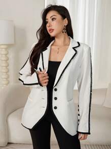 Seusyu Women's Spring & Autumn Notched Lapel Single-Breasted Elegant Blazer Fall Cloth For Women - Multicolor - View 3