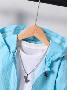 2 piezas Conjunto deportivo casual minimalista con capucha y shorts para niño joven, adecuado para uso diario, escuela, deportes, primavera/verano/otoño