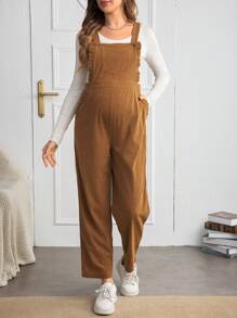 SHEIN Peto de unicolor con bolsillo delantero, ribete de volantes para maternidad