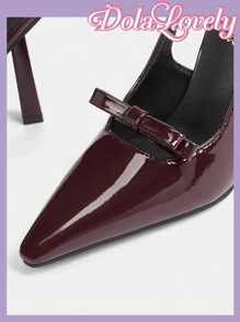 Dola Lovely Women's Burgundy Butterfly Decor High Heels With Ankle Strap BURGUNDY Heels Spring Shoes Spring Break Easter