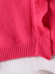 Tween Girl 圆领毛衣，玫瑰红色，不对称荷叶边下摆设计，款式新颖，适合圣诞节、新年、休闲、旅行、学校、派对