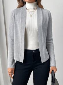 EMERY ROSE Knitted Long Sleeve Cropped Cardigans In Women In Fall/Winter - Grey - View 4