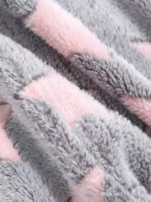 DAZY Thickened Flannel Allover Star Pattern Fluffy Sleep Pants, Thermal Lined Fall, Winter, Cozy - Pink - View 9