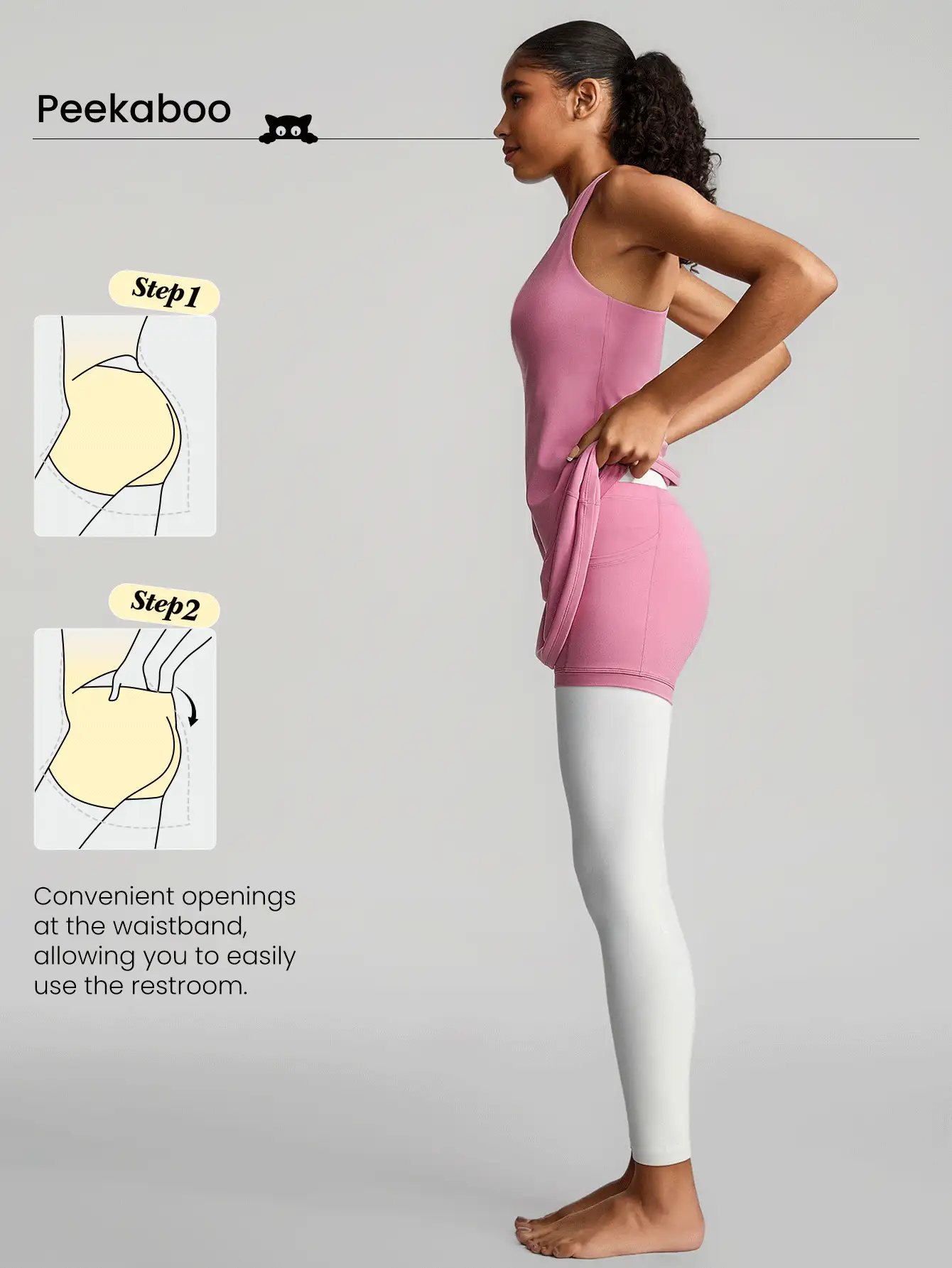 FeatherFit™-Air Peekaboo Knotted Y Back V Neck Peekaboo Dress With Built-In Shorts Low Impact Yoga Pilates Daily Removable Cups Spring Summer