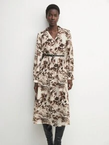 BizChic Elegantes Eng anliegendes Kleid mit Leoprint für das Büro für Damen - Braun - Übersicht 5