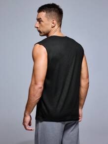 Men's Football Printed Round Neck Undershirt - Black - View 2