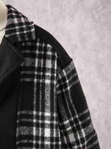 SHEIN Tween Boy Plaid Patchwork Vintage Thickened Mid-Length Overcoat, Autumn & Winter