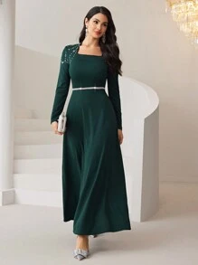 Modelyn Women Rhinestone Decorated Dress - Green - View 8