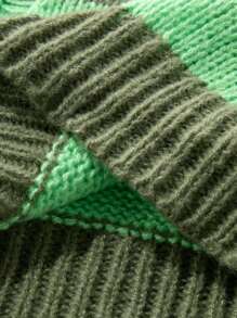 Chillumni Men's Striped Print Distressed Crew Neck Sweater - Green - View 6