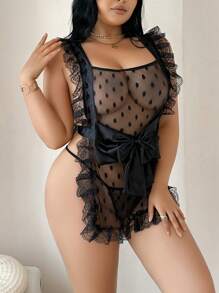 Fantasy Costume 2 pezzi Set costume da cameriera in pizzo floreale nero, taglia grande, per Ognissanti