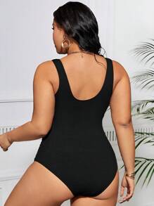 Shapewave Plus Size Women's Striped Criss-Cross Front One-Piece Swimsuit, Tummy Control Beach Outfit Bathing Suit Summer,Summer Beach