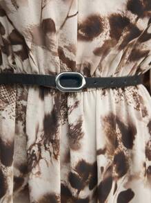BizChic Elegantes Eng anliegendes Kleid mit Leoprint für das Büro für Damen - Braun - Übersicht 6