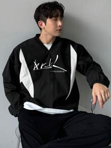 DAZY Áo nỉ chui đầu nam mùa thu phối chữ cái. - màu đen - Xem 1