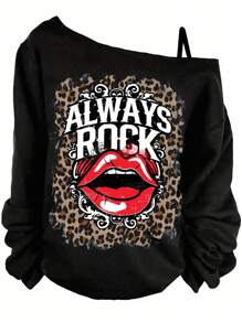 EMERY ROSE Camiseta de tirantes estampada con labios rojos minimalista y casual para mujeres talla grande
