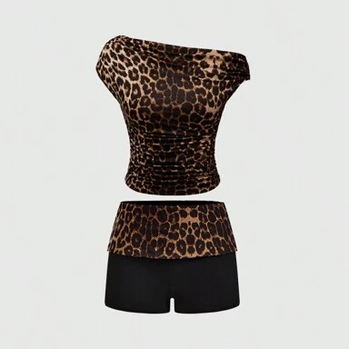 Our Grunge Punk Y2K Leopard Drawstring Low Waist Ladies