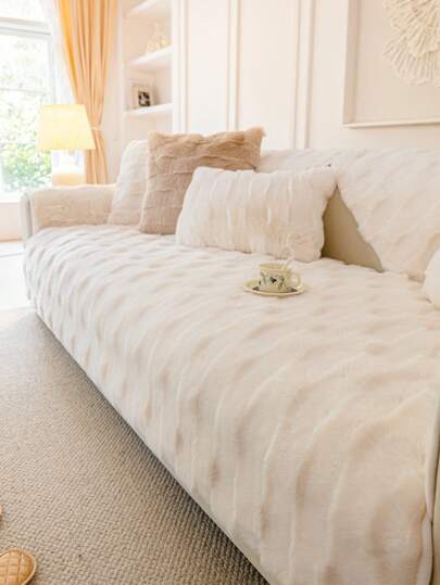 1pc Winter Thick Flanged Printed Sofa Cushion, Fashion Personalized Style Pet Friendly Anti-Dirt Anti-Slip Sofa Cover, Autumn And Winter Anti-Cat Scratch Sofa Protective Cover Can Be Used In The Living Room L-Shaped Combination Sofa And 1/2/3/4 Sofa