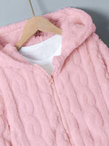 Tween Girl Fuzzy Winter Jacket, Warm Fleece Material, Long Design, Comfortable Fit, Classic