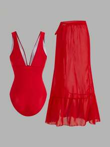 Swim Oasis 1 pieza Traje de baño de una sola pieza con decoración floral 3D para mujeres para vacaciones de verano