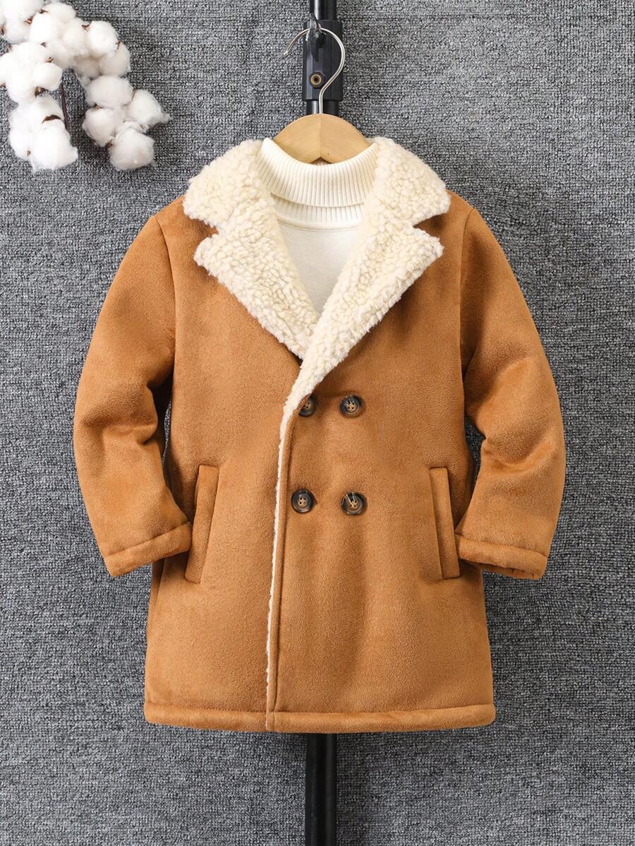 Young Boy's Casual Double-Breasted Thermal Lined Jacket, Autumn/Winter - Multicolor - View 1