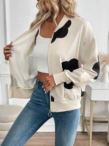 Chiquease Chaqueta con cierre para mujer con estampado floral, estilo para ir y venir