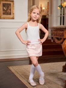 SHEIN 2pcs Young Girl Elegant Plaid Knitted Long Sleeve Blazer Jacket + Mini Skirt Set, Spring Autumn Casual Outfit - Baby Pink - View 5