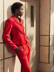 BizChic Women Red Christmas Professional Commuter Suit Set - Red - View 1