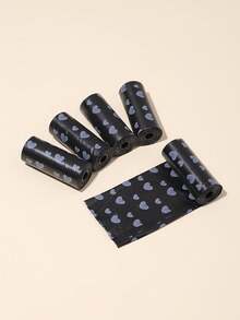 5 Cuộn Túi Đựng Rác Cho Thú Cưng Hình Trái Tim, Tổng Cộng 75 Túi Đựng Rác Cho Thú Cưng (15 Chiếc/Cuộn, Kích Thước Khi Mở Ra: 30x22cm), Thuận Tiện & Di Động Để Vệ Sinh Ngoài Trời - màu đen - Xem 2