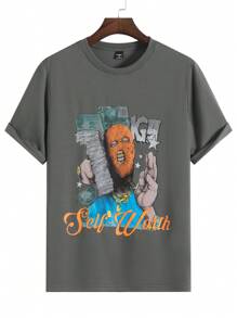 Chillumni Camiseta de moda holgada de cuello redondo de manga corta informal y cómoda para hombres