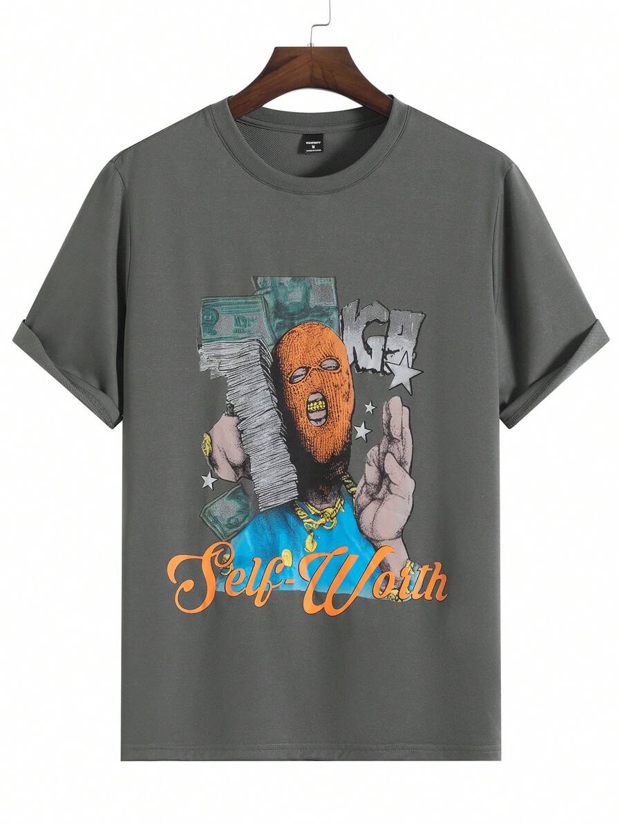 Chillumni Camiseta de moda holgada de cuello redondo de manga corta informal y cómoda para hombres