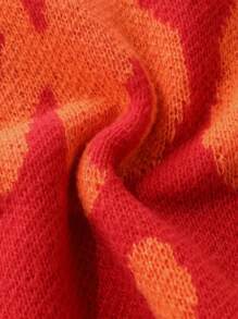 Manfinity Hypemode Men's Flame Print Crewneck Long Sleeve Sweater - Orange - View 4